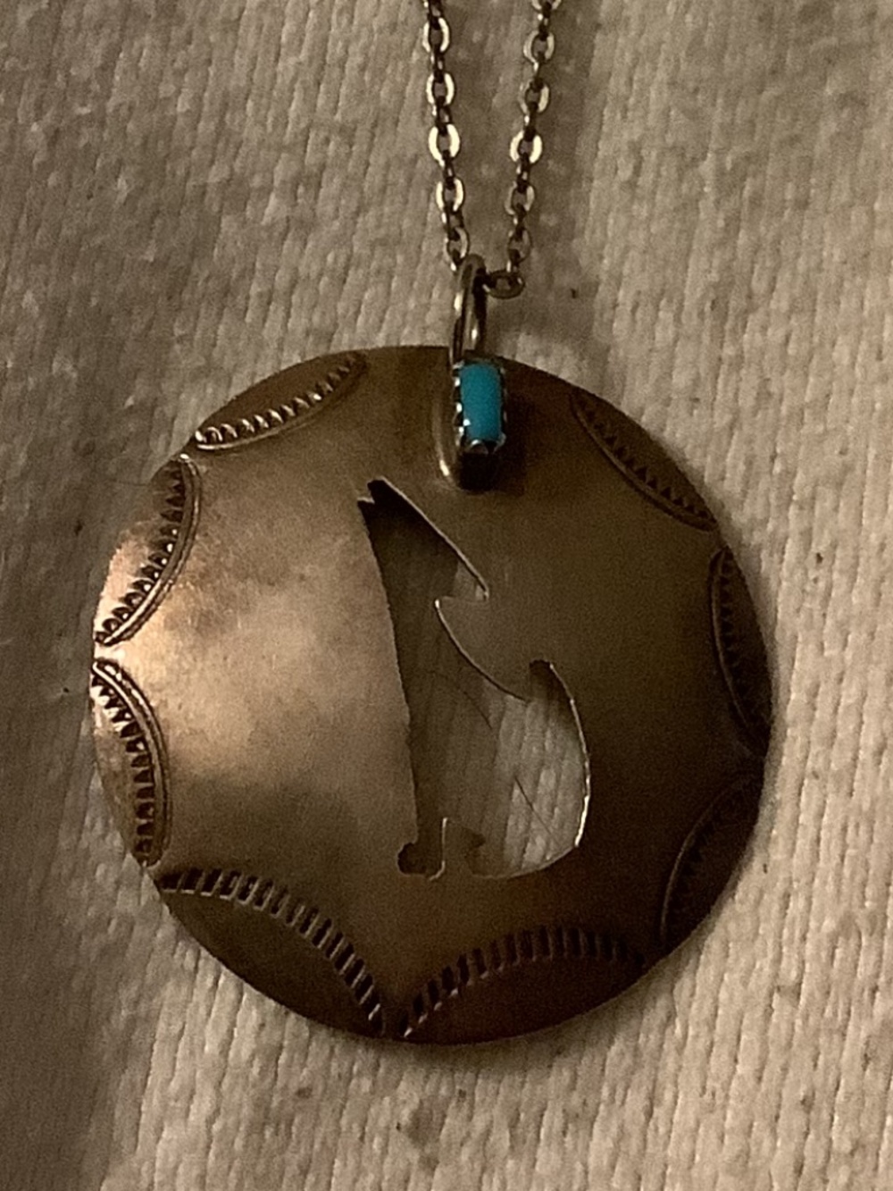 Sterling silver and turquoise wolf necklace